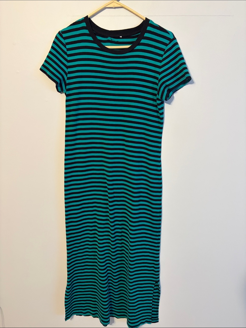 Calvin Klein green  and Black Striped Maxi Dress. Size Medium.